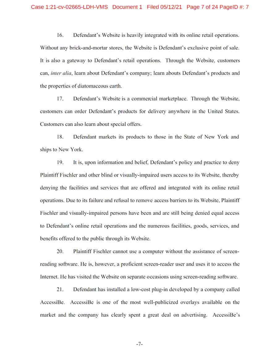 Page 7 of Fischler v Dorai Homes complaint